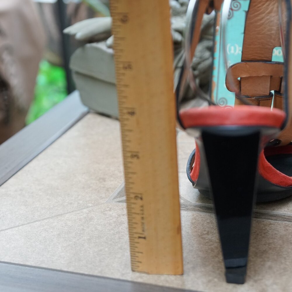 DIANE von FURSTENBERG LEATHER HEEL SANDAL 7.5M - Picture 14 of 16